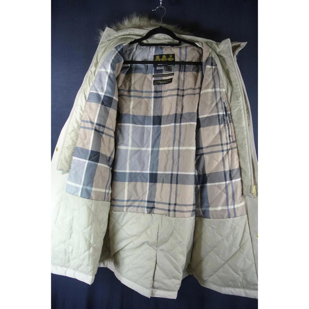 NWD, Barbour Braan Waterproof Faux Fur Trim Hooded Parka In Mist Size 12 #C4626 - Picture 3 of 8